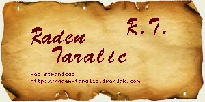 Raden Taralić vizit kartica